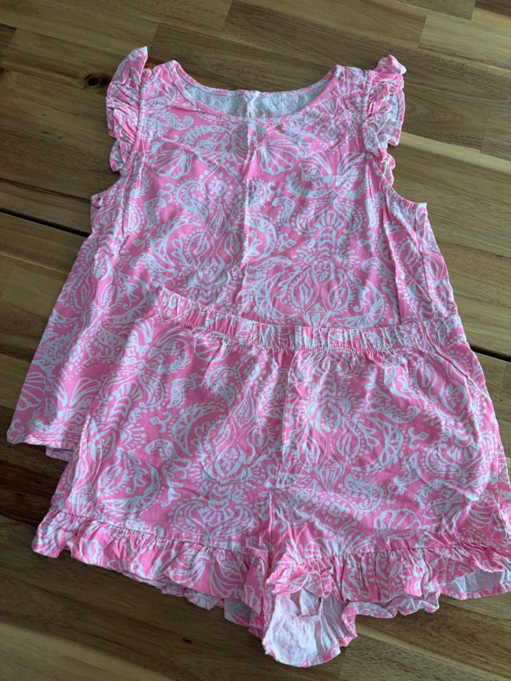 Lilly Pulitzer Pink and White Paisley Flutter Sleeve Pajama Set